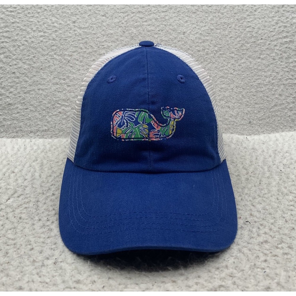 Vineyard Vines Trucker Hat Mens Snapback Blue White Floral Tropical Beach Preppy